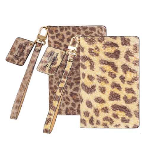 CALF SKIN LEOPARD Italy Leather Cell Phone Case